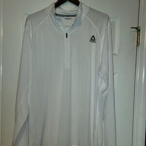 Reebok Men's Quarter Zip Pullover, Stark White, 2XL, 100% Polyester